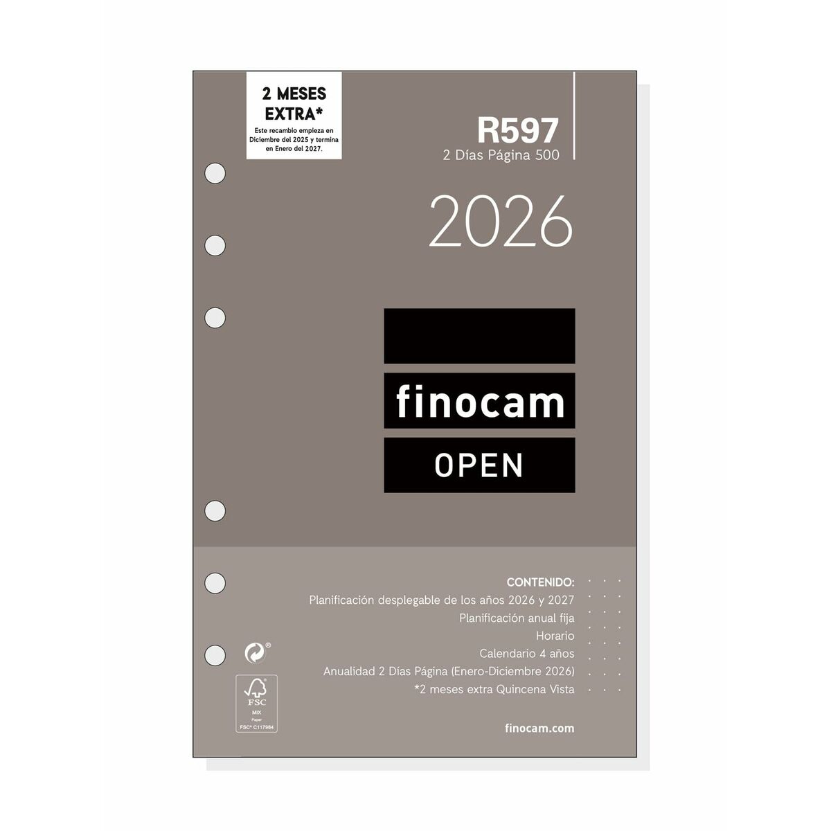 Recharge pour agenda Finocam OPEN R597 2026 11,7 x 18,1 cm