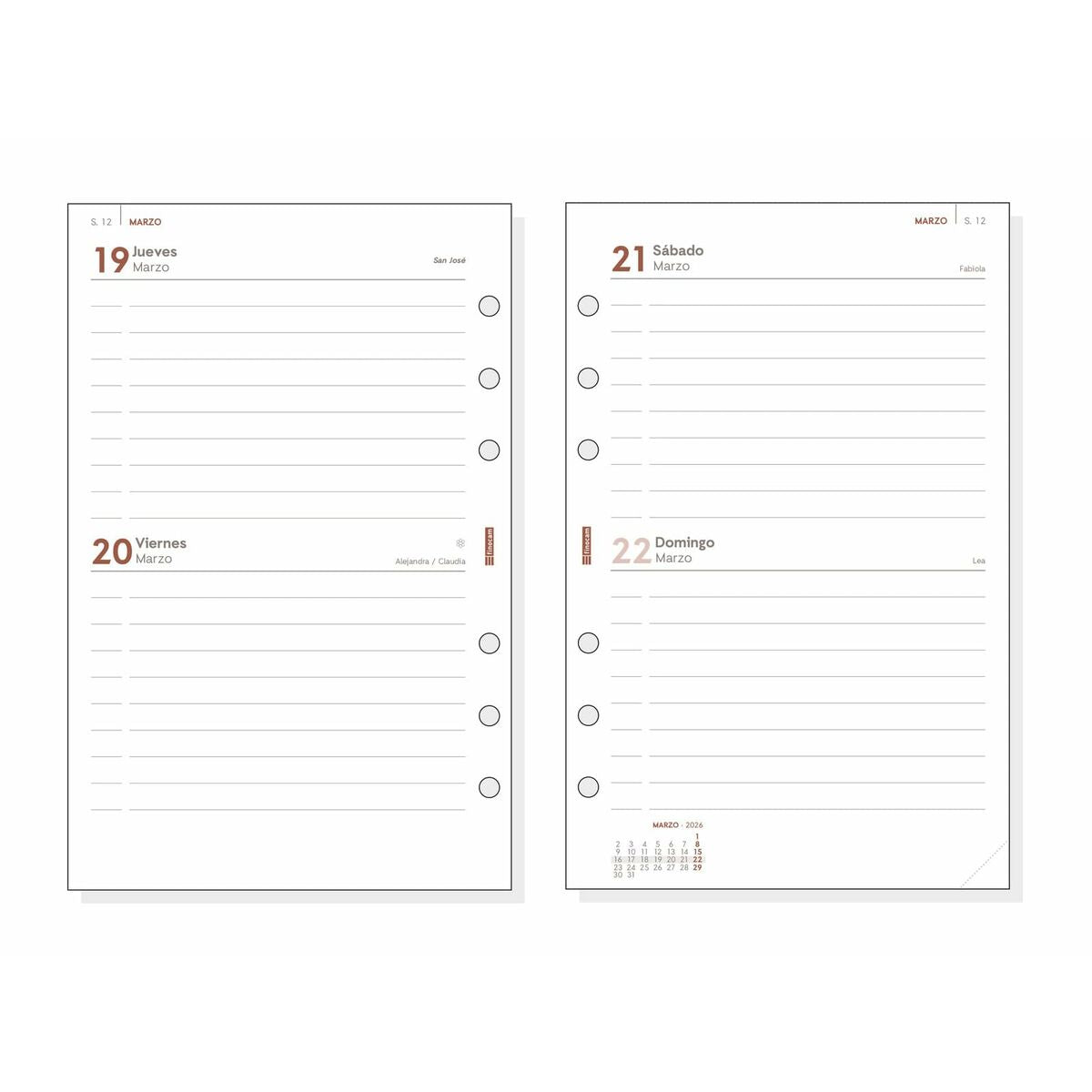 Recharge pour agenda Finocam OPEN R597 2026 11,7 x 18,1 cm