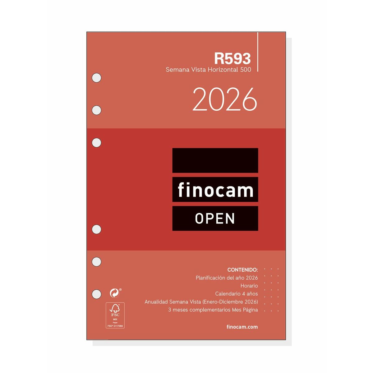 Recharge pour agenda Finocam OPEN R599 2026 11,7 x 18,1 cm