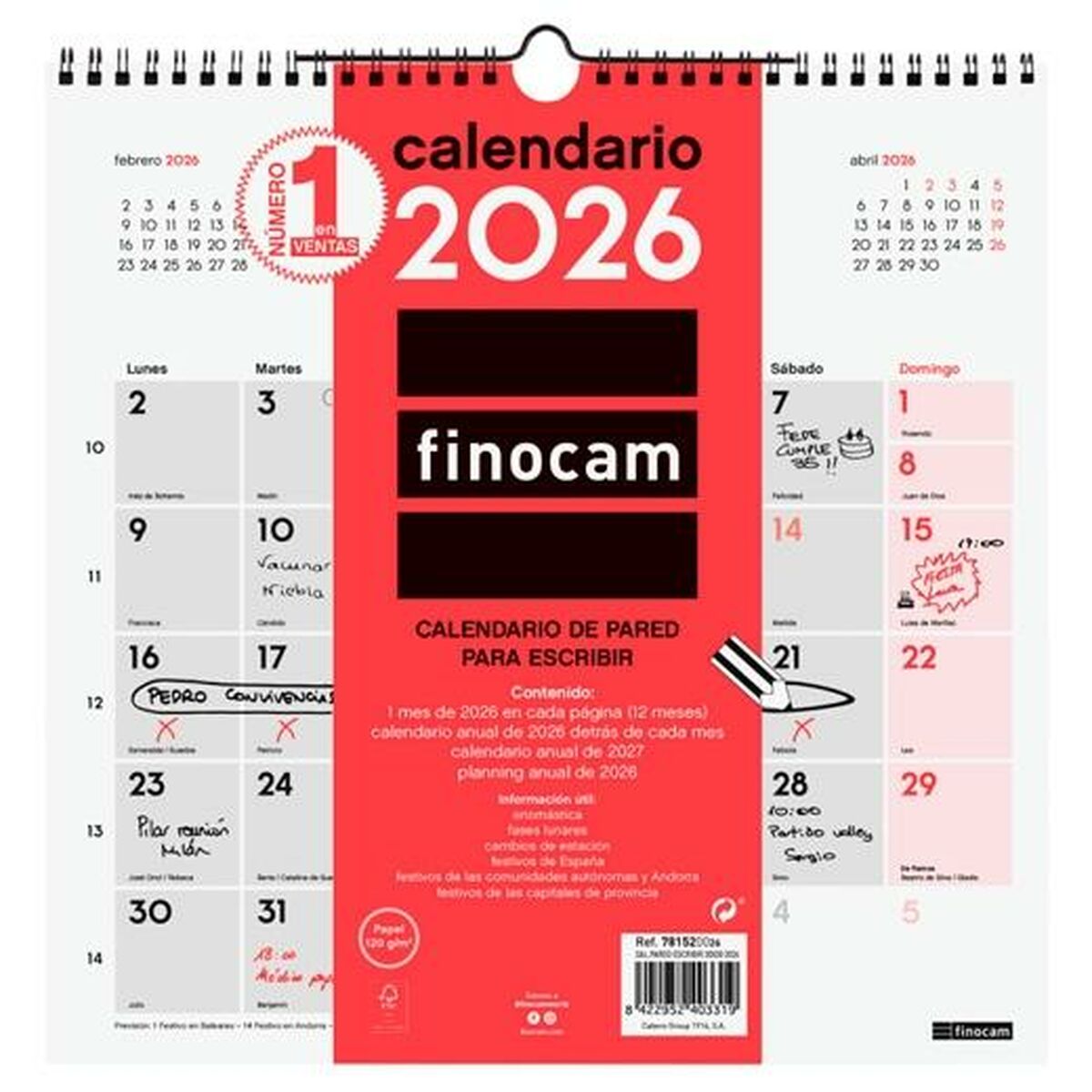 calendrier mural Finocam Papier 2026 30 x 30 cm