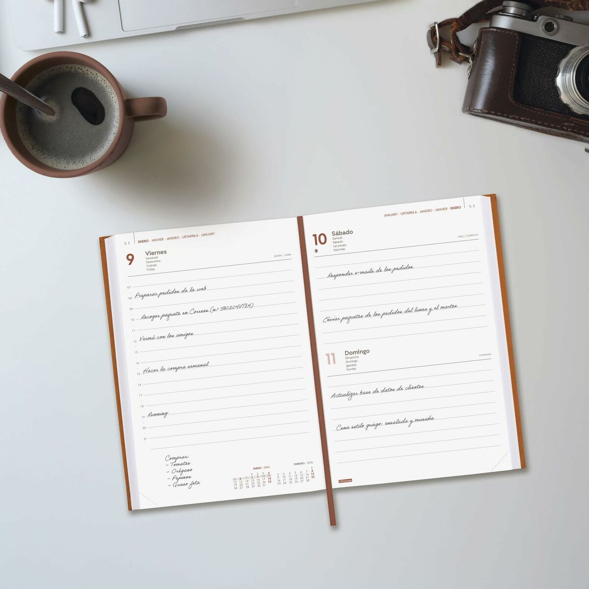 Agenda Finocam DYNAMIC MILANO Marron A5 21 x 27 cm 2026