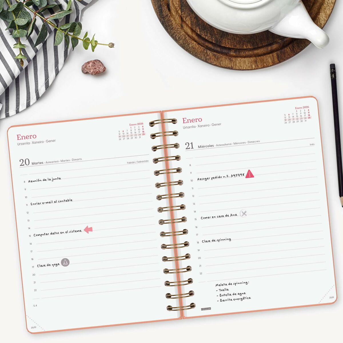 Agenda Finocam Alma Corail A5 15,5 x 21,2 cm 2026