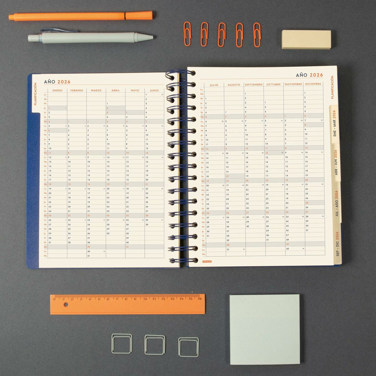 Agenda Finocam TEMPUS Bleu quarto 15,5 x 21,7 cm 2026
