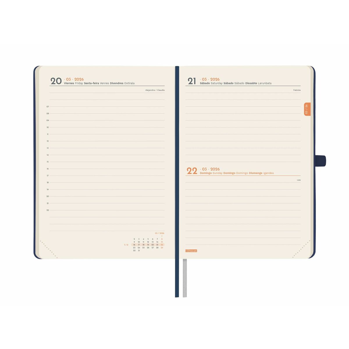 Agenda Finocam MÍNIMAL TEXTURA Bleu 11,8 x 16,8 cm 2026