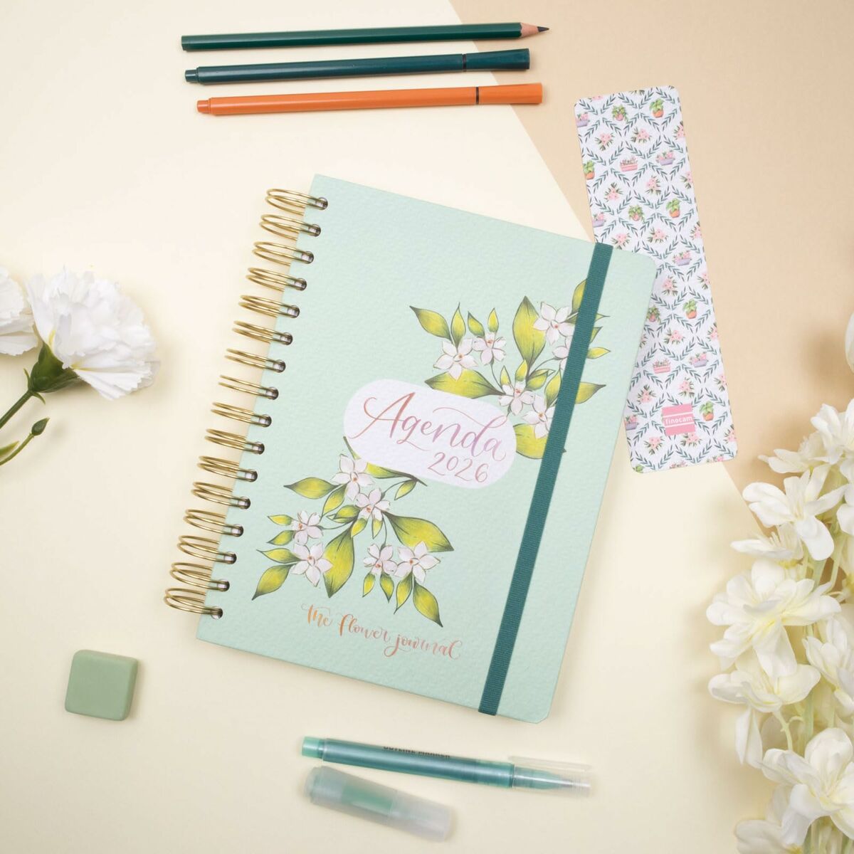 Agenda Finocam THE FLOWER JOURNAL A5 15,5 x 21,2 cm Vert 2026