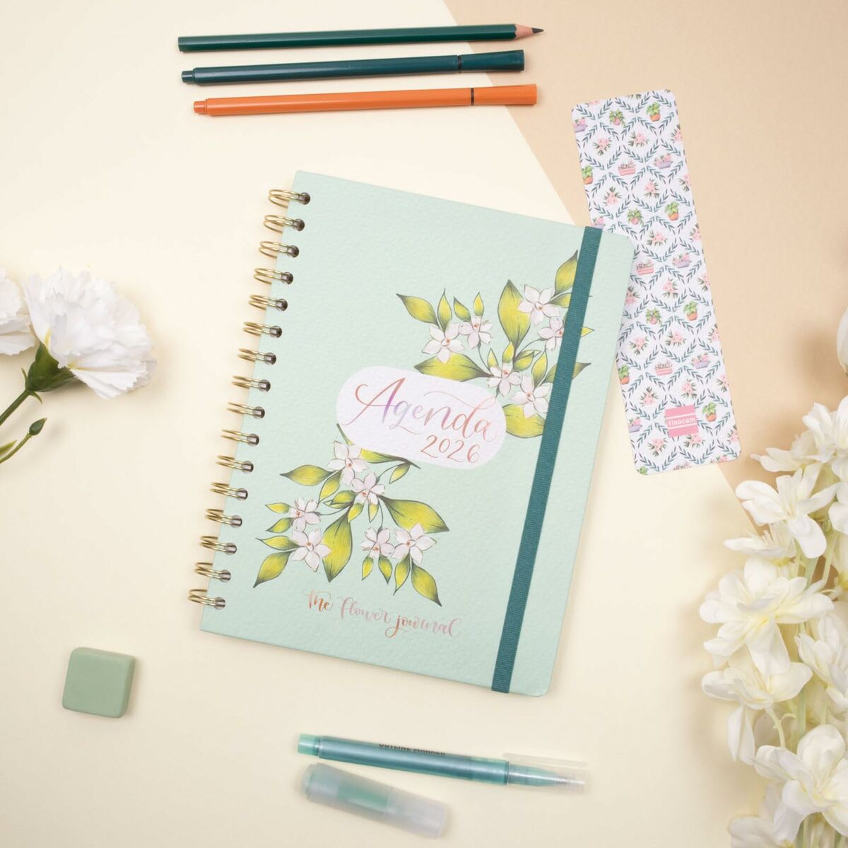 Agenda Finocam THE FLOWER JOURNAL A5 15,5 x 21,2 cm Vert 2026