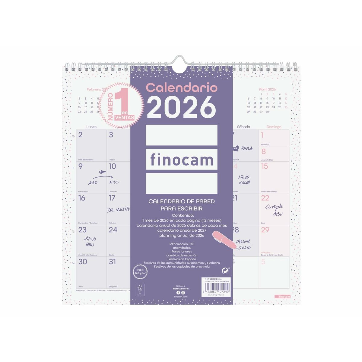 calendrier mural Finocam Multicouleur Papier 30 x 30 cm