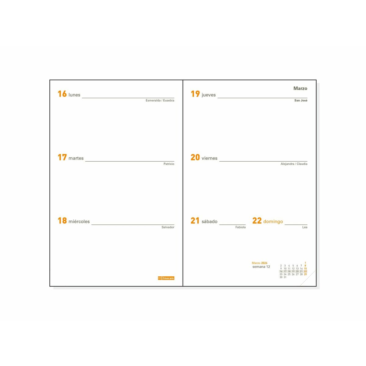 Recharge pour agenda Finocam P394 2026 8,2 x 12,7 cm