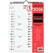 calendrier mural Finocam A4 Papier 2026 21 x 30 cm