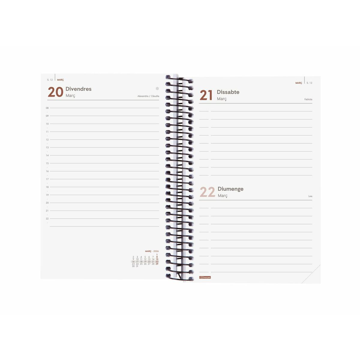 Agenda Finocam OPAQUE Bordeaux 11,7 x 18,1 cm 2026