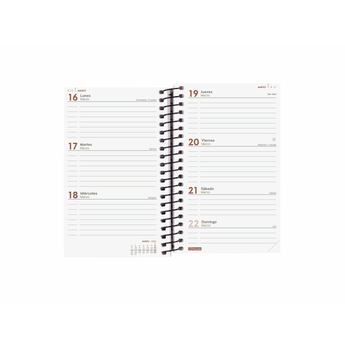 Agenda Finocam OPAQUE Orange Mini 7,9 x 12,7 cm 2026