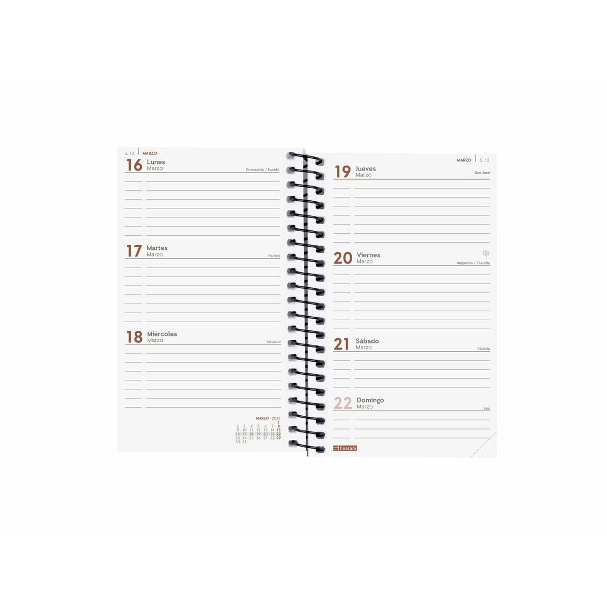 Agenda Finocam YEAR Noir Mini 7,9 x 12,7 cm 2026