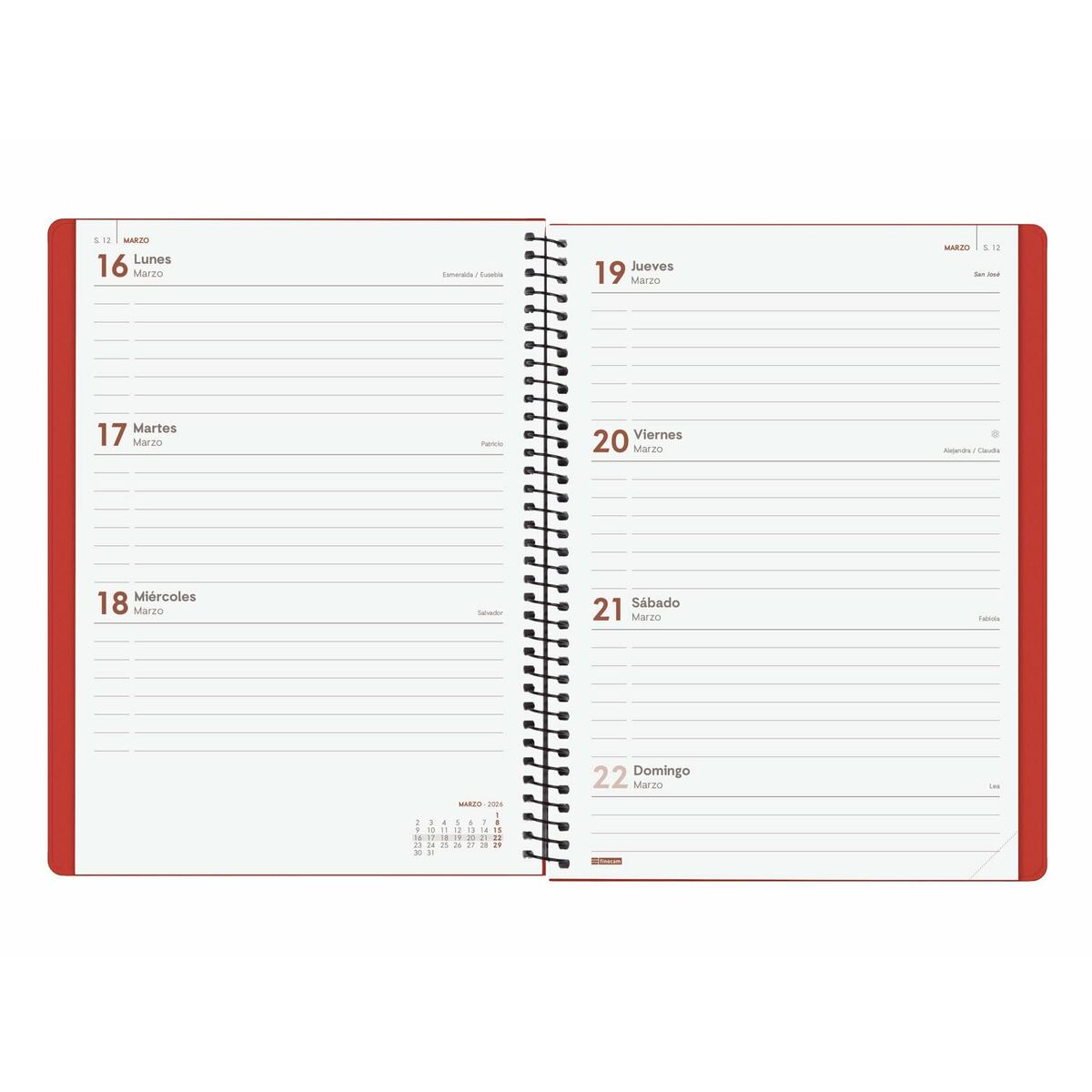 Agenda Finocam MY Rouge A5 15,5 x 21,2 cm 2026
