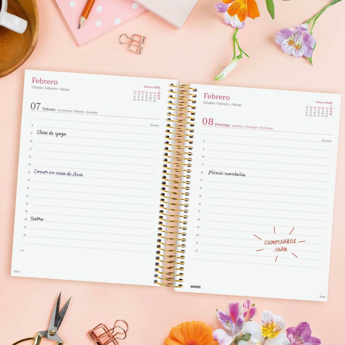Agenda Finocam DESIGN COLLECTION Flora A5 15,5 x 21,2 cm 2026