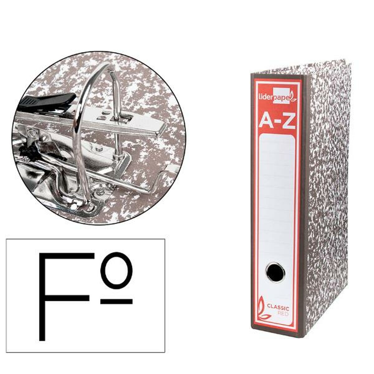 Reliure à anneaux Liderpapel AZ49 A4 Gris (1 Unité)