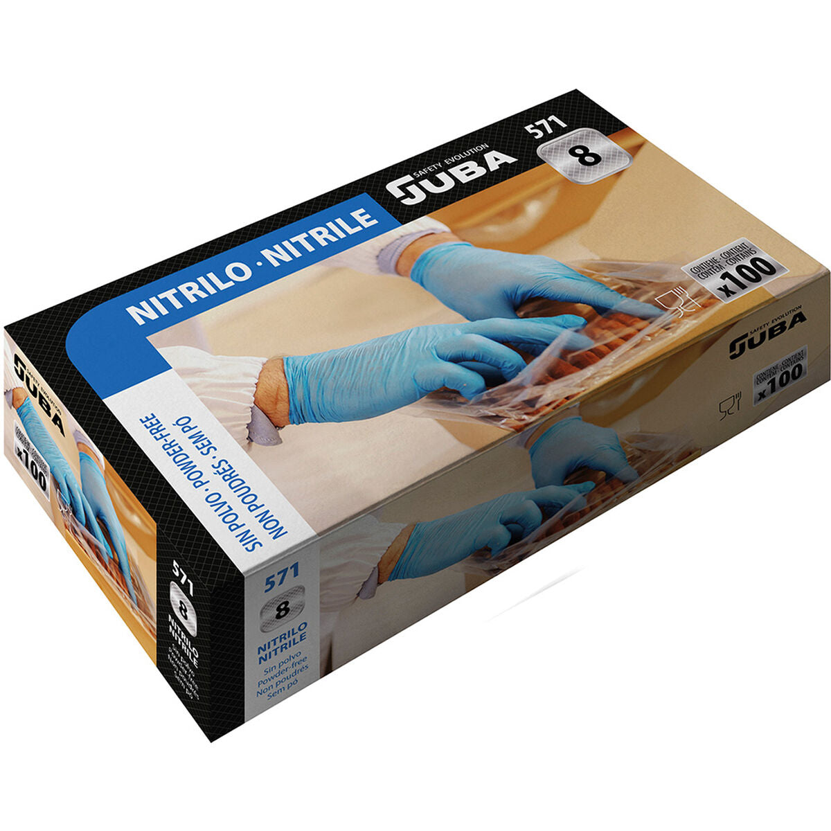Gants en nitrile JUBA Bleu Sans poudre Caisse (100 Unités)