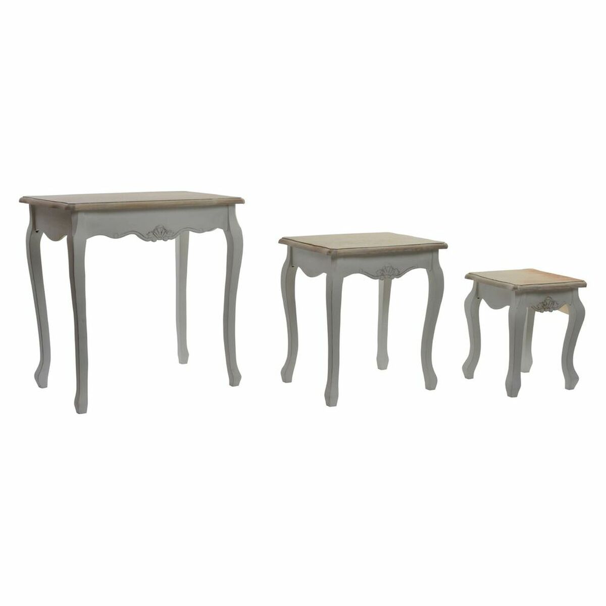 Jeu de 3 tables DKD Home Decor Bois Blanc (60 x 40 x 61 cm) (3 pcs)