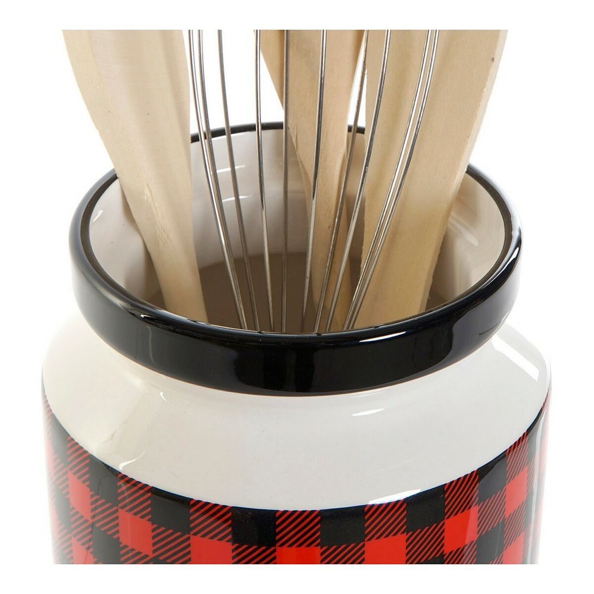 Pot pour ustensiles de cuisine DKD Home Decor Acier inoxydable Pin Dolomite 11,5 x 11,5 x 26 cm 1 L