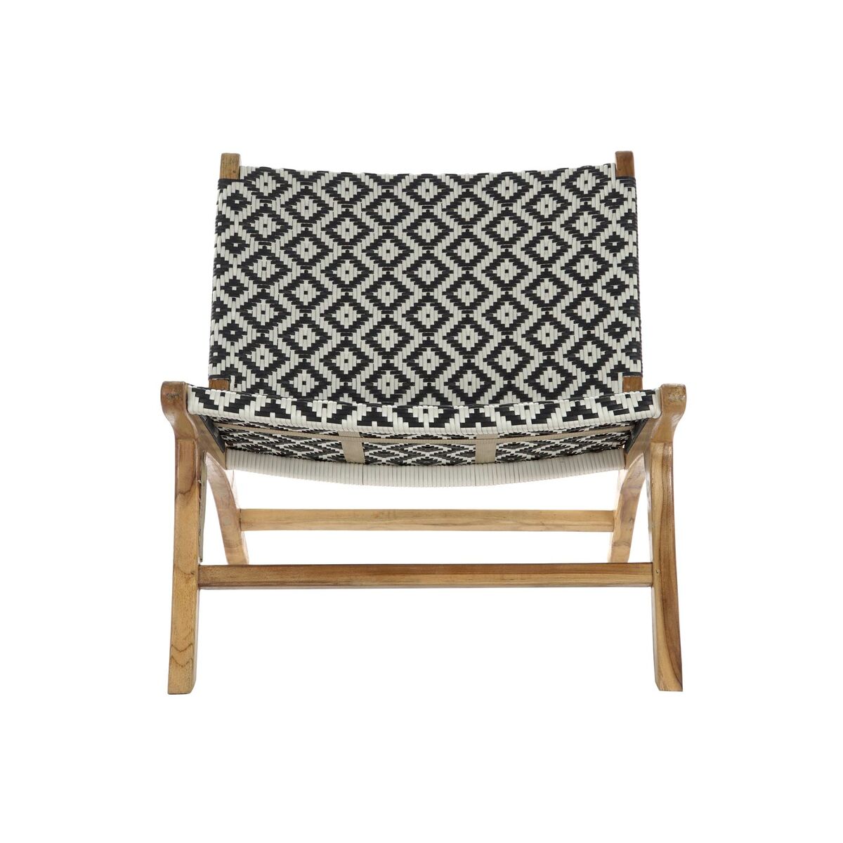 Chaise de jardin DKD Home Decor Blanc Noir Naturel PVC Teck 65 x 80 x 68 cm