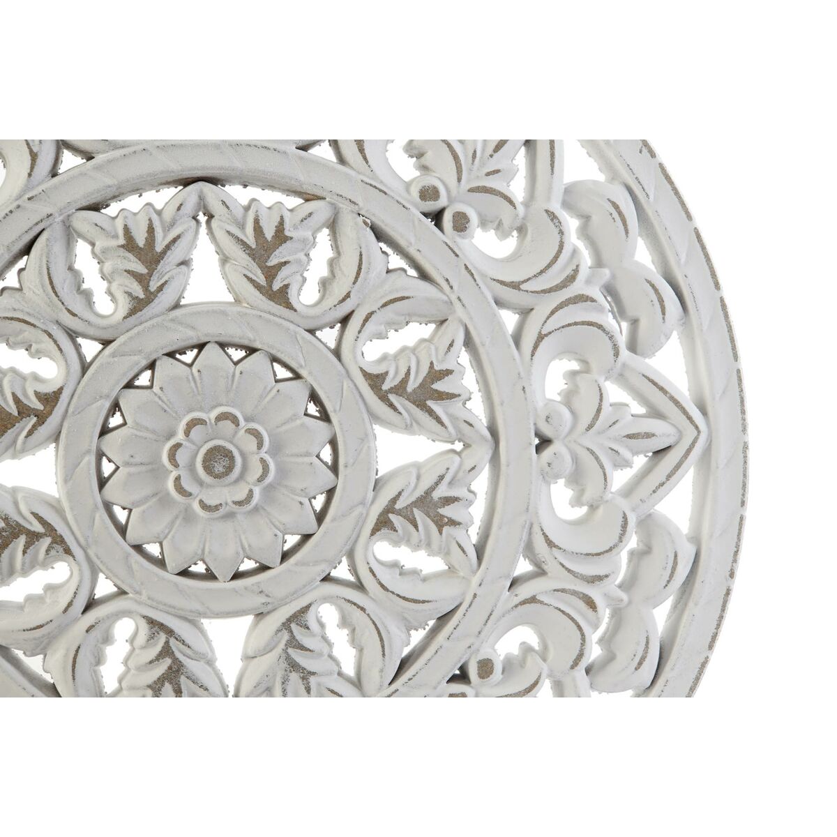 Décoration murale DKD Home Decor Blanc Mandala Indien Finition vieillie 30 x 2 x 30 cm (2 Unités)