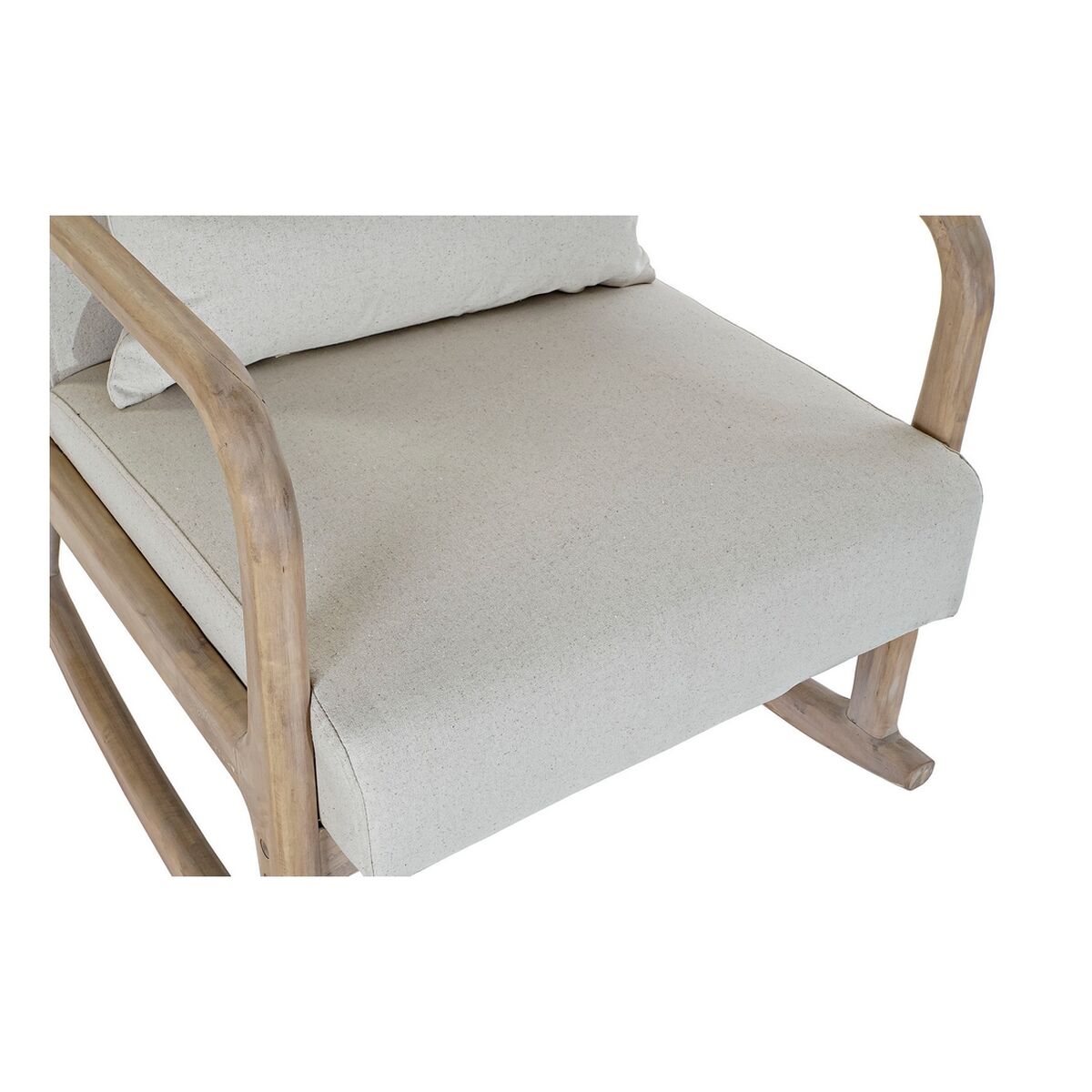 Fauteuil à Bascule DKD Home Decor Beige Naturel Lin Bois d'hévéa 66 x 85 x 81 cm