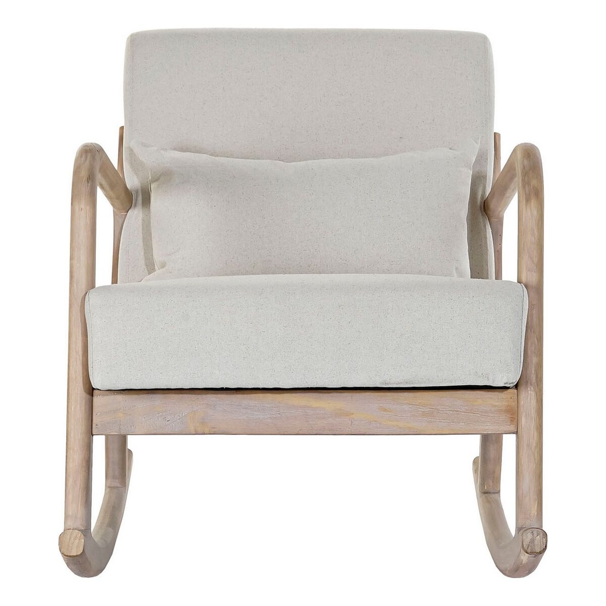 Fauteuil à Bascule DKD Home Decor Beige Naturel Lin Bois d'hévéa 66 x 85 x 81 cm