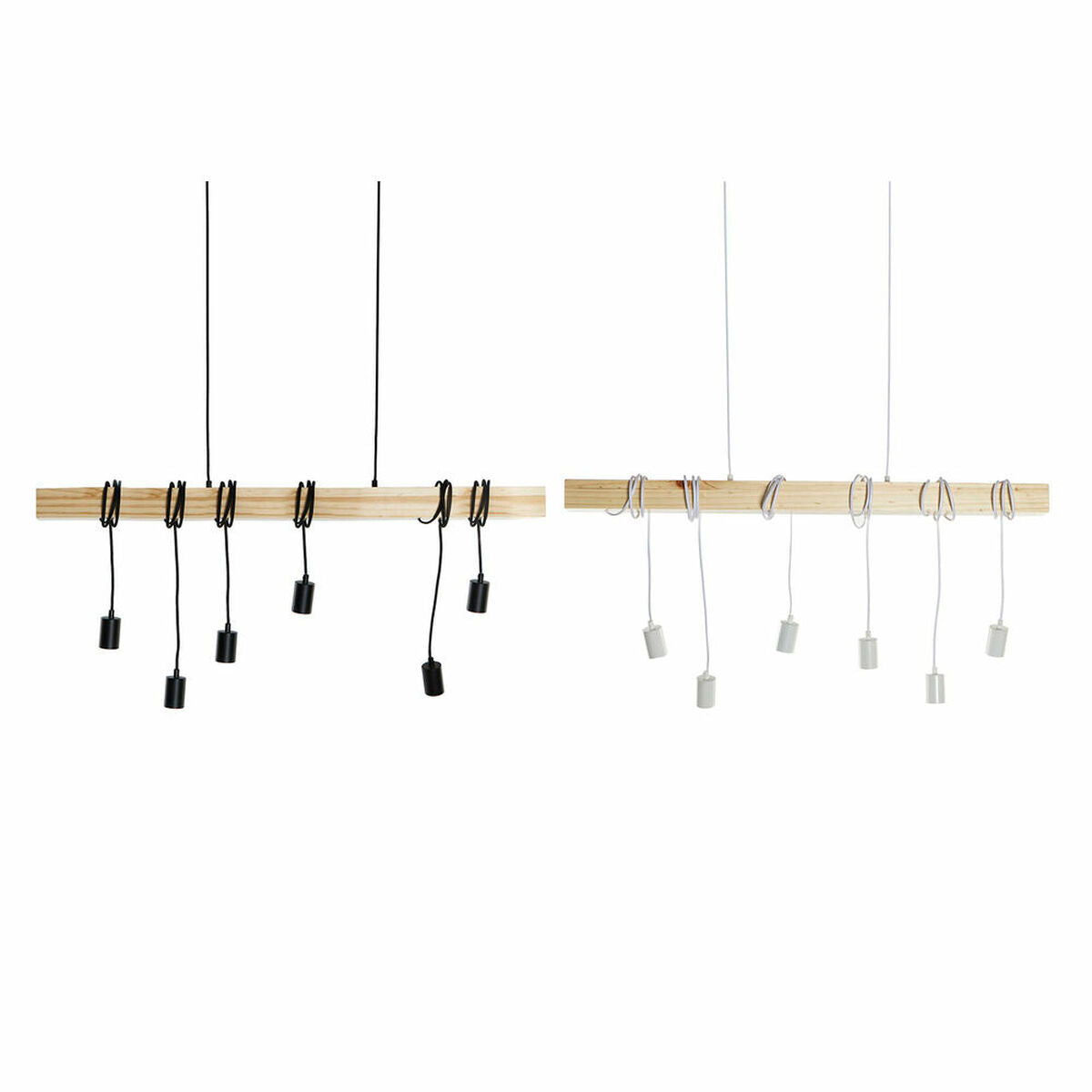 Suspension DKD Home Decor Noir Métal Bois Blanc 220 V 50 W (100 x 7 x 160 cm) (2 pcs)