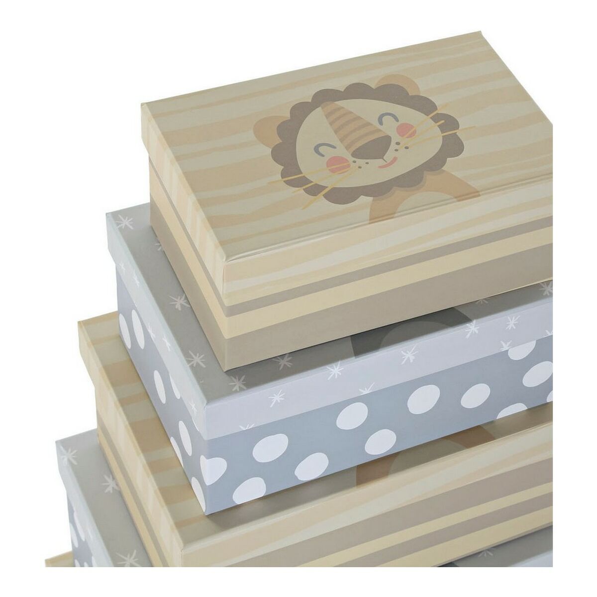 Set de boîtes décoratives DKD Home Decor Multicouleur Carton Enfant Lion 41 x 28 x 18,5 cm 6 Pièces
