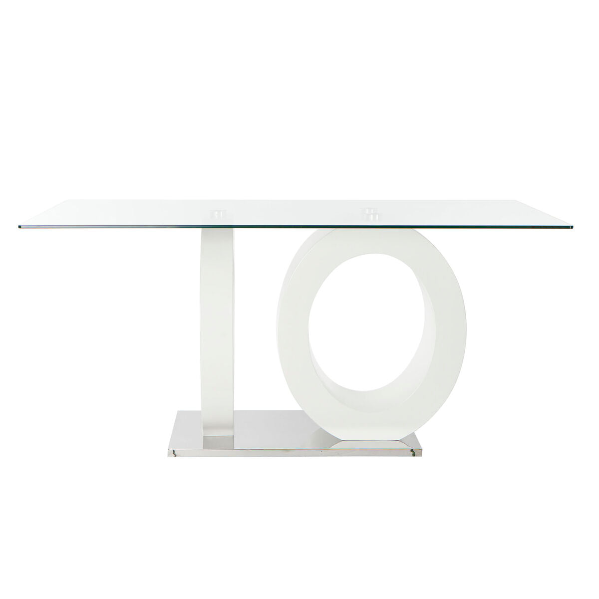 Table de Salle à Manger DKD Home Decor Verre Transparent Blanc Bois MDF (160 x 90 x 75 cm)