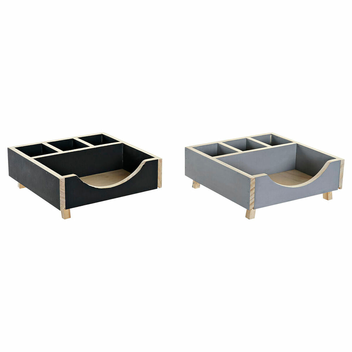 Organisateur DKD Home Decor Bureau Bois (18 x 18 x 7 cm) (2 pcs)