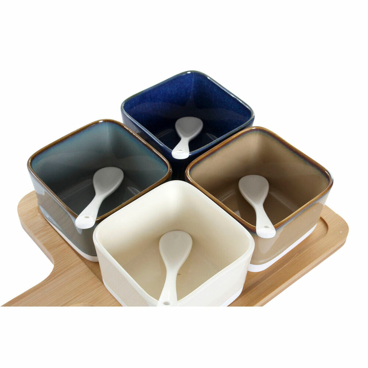 Ensemble à apértif DKD Home Decor 27 x 20 x 1,3 cm Porcelaine Beige Bleu Marron Vert Moderne