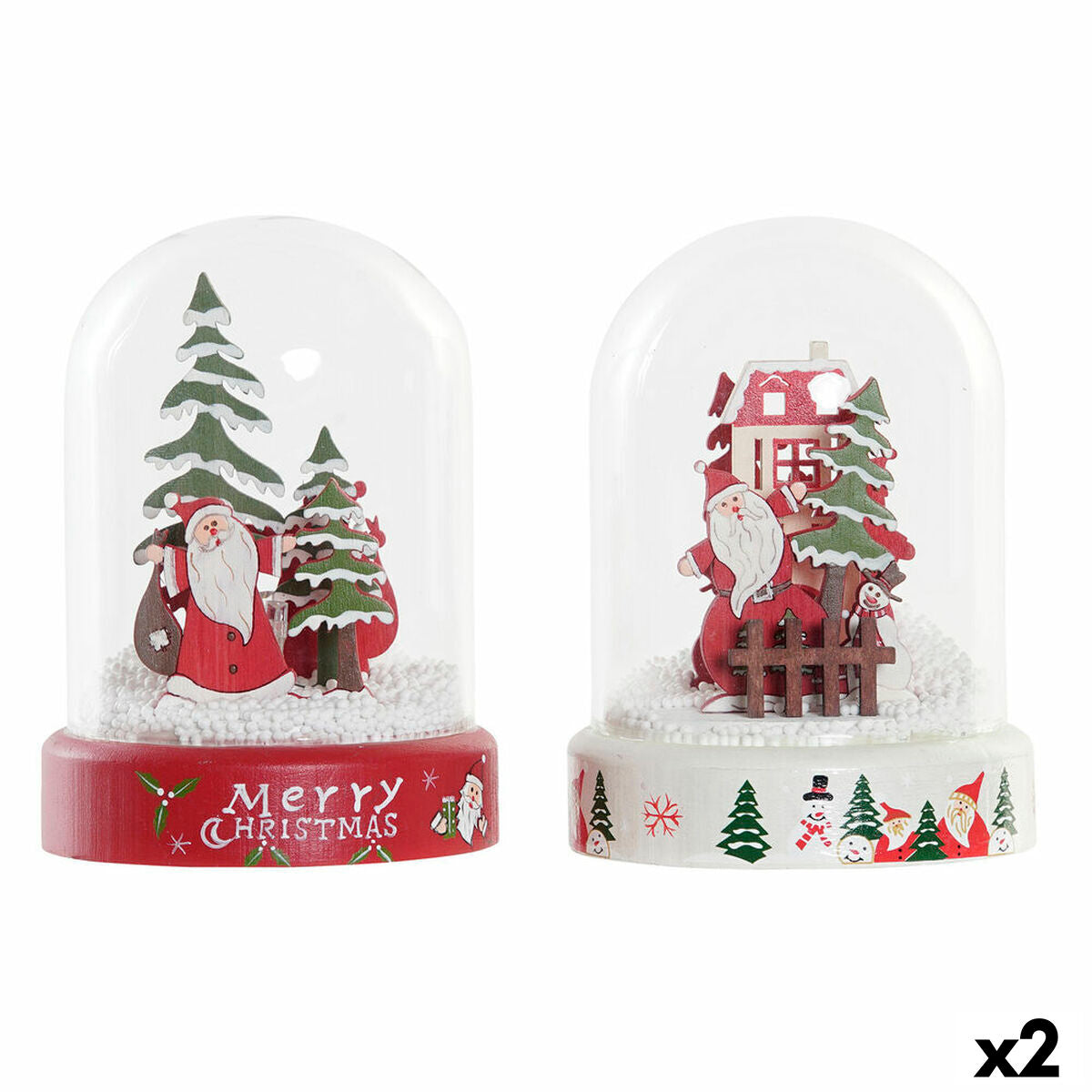 Décorations de Noël DKD Home Decor Résine Verre Père Noël (2 pcs) (9 x 9 x 11 cm)