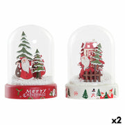 Décorations de Noël DKD Home Decor Résine Verre Père Noël (2 pcs) (9 x 9 x 11 cm)
