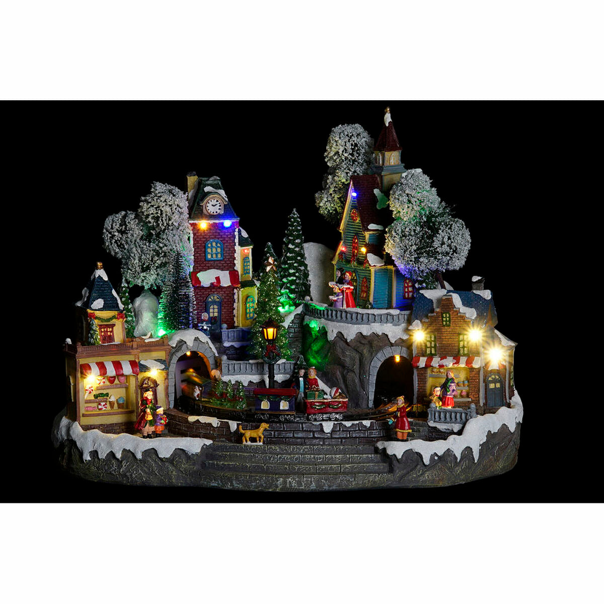 Décorations de Noël DKD Home Decor Ville Lumière LED Résine PVC (47 x 36 x 34 cm)