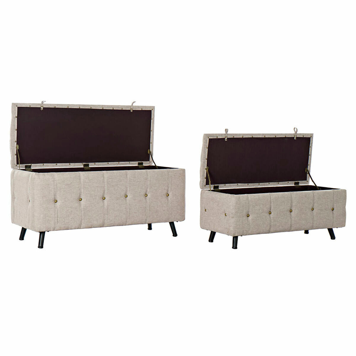 Banquette DKD Home Decor   Noir Beige Métal 103 x 42 x 52 cm (2 Unités)