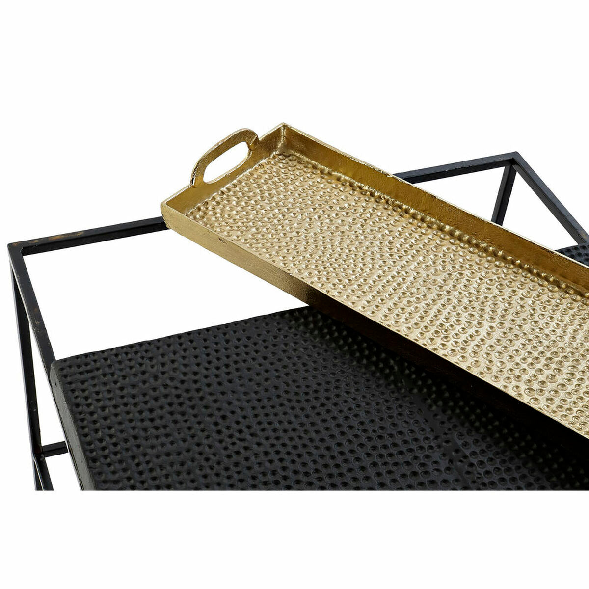 Table d'appoint DKD Home Decor 61 x 61 x 49 cm Noir Doré Acier Aluminium