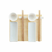 Set de sushi DKD Home Decor Bambou Grès Blanc Naturel Oriental 28,5 x 19,5 x 3,3 cm (9 Pièces) (28,5 x 19,5 x 3,3 cm)
