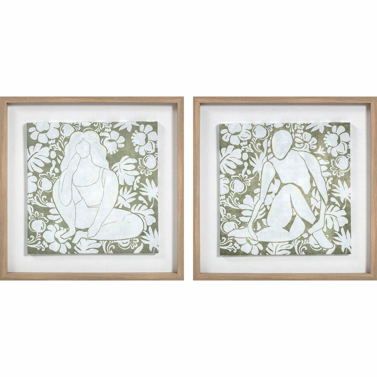 Toile DKD Home Decor Verre Toile Bois MDF 42 x 3 x 42 cm