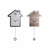 Horloge Murale DKD Home Decor 32 x 5 x 56 cm Naturel Blanc Plastique Maison Bois MDF (2 Unités)