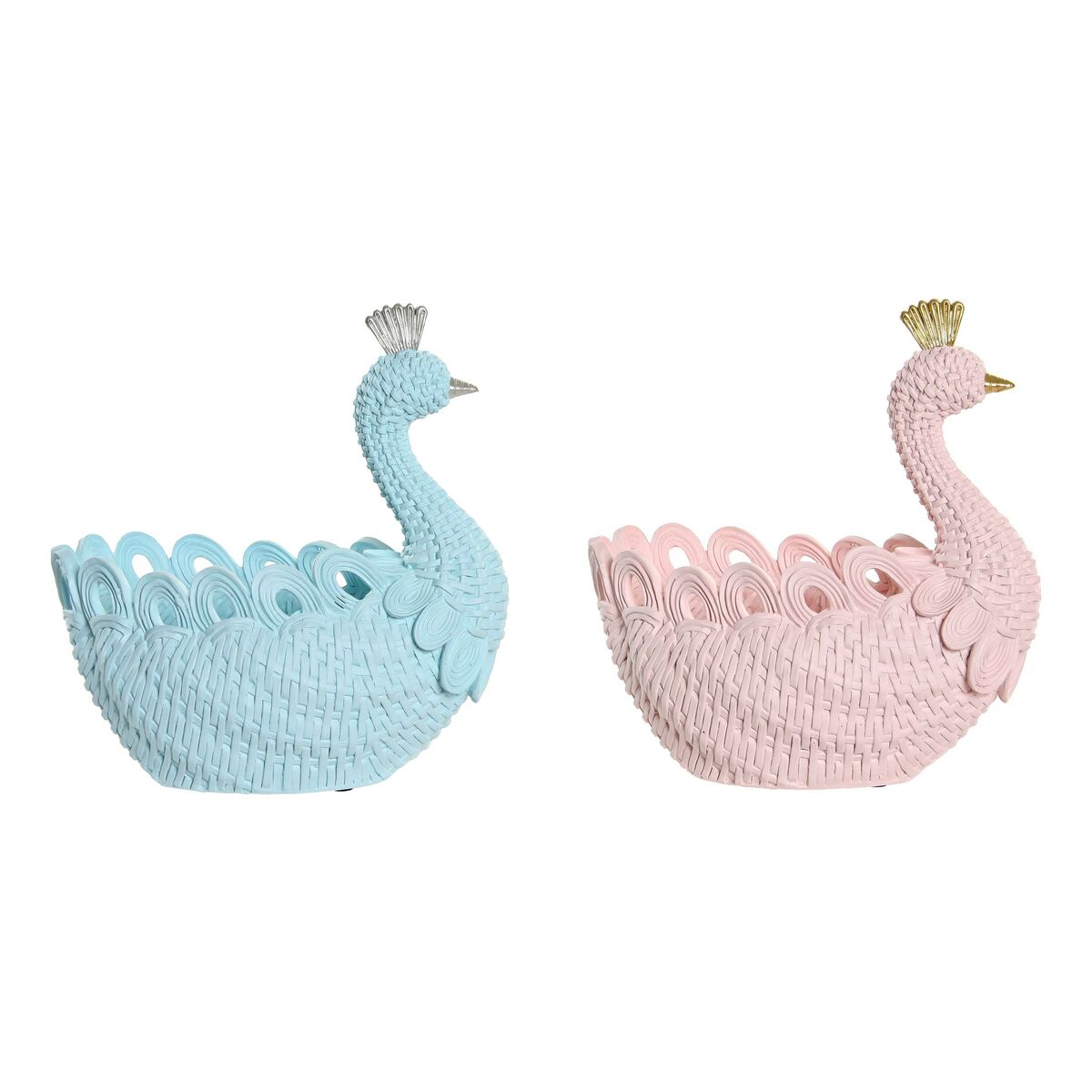 Vide-poches DKD Home Decor Résine Aluminium Romantique 23 x 14,3 x 23 cm (2 Unités)