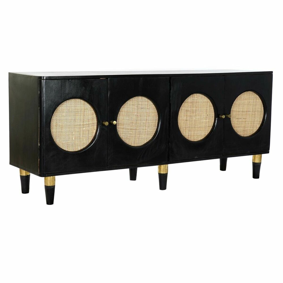 Buffet DKD Home Decor   Noir Naturel Rotin Bois de manguier 150 x 40 x 65 cm