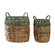 Set de basket DKD Home Decor Vert Naturel Boho 33 x 33 x 40 cm Rotin 4 Kg 2 Pièces