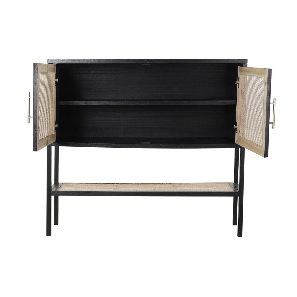 Buffet DKD Home Decor Noir Naturel Aluminium Bois de paulownia Bois MDF 110 x 30 x 100 cm