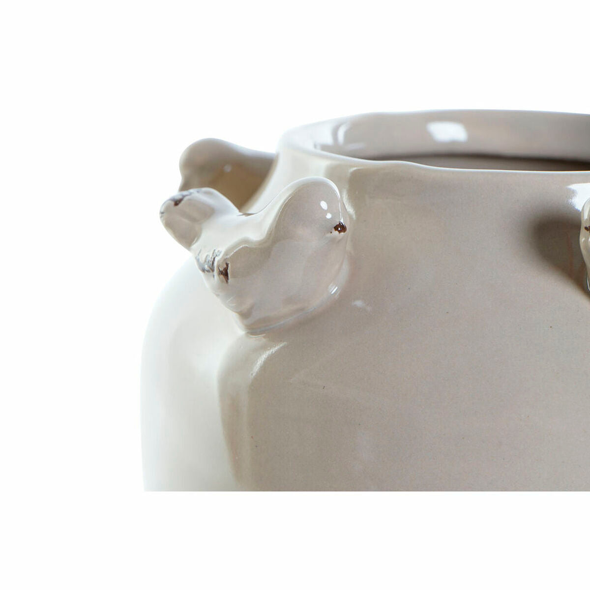 Vase DKD Home Decor Porcelaine Gris Beige Oiseaux Shabby Chic (15 x 15 x 13,5 cm) (2 Unités)