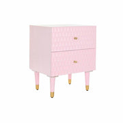 Table de Nuit DKD Home Decor 52 x 42 x 65 cm Métal Rose clair Bois de manguier