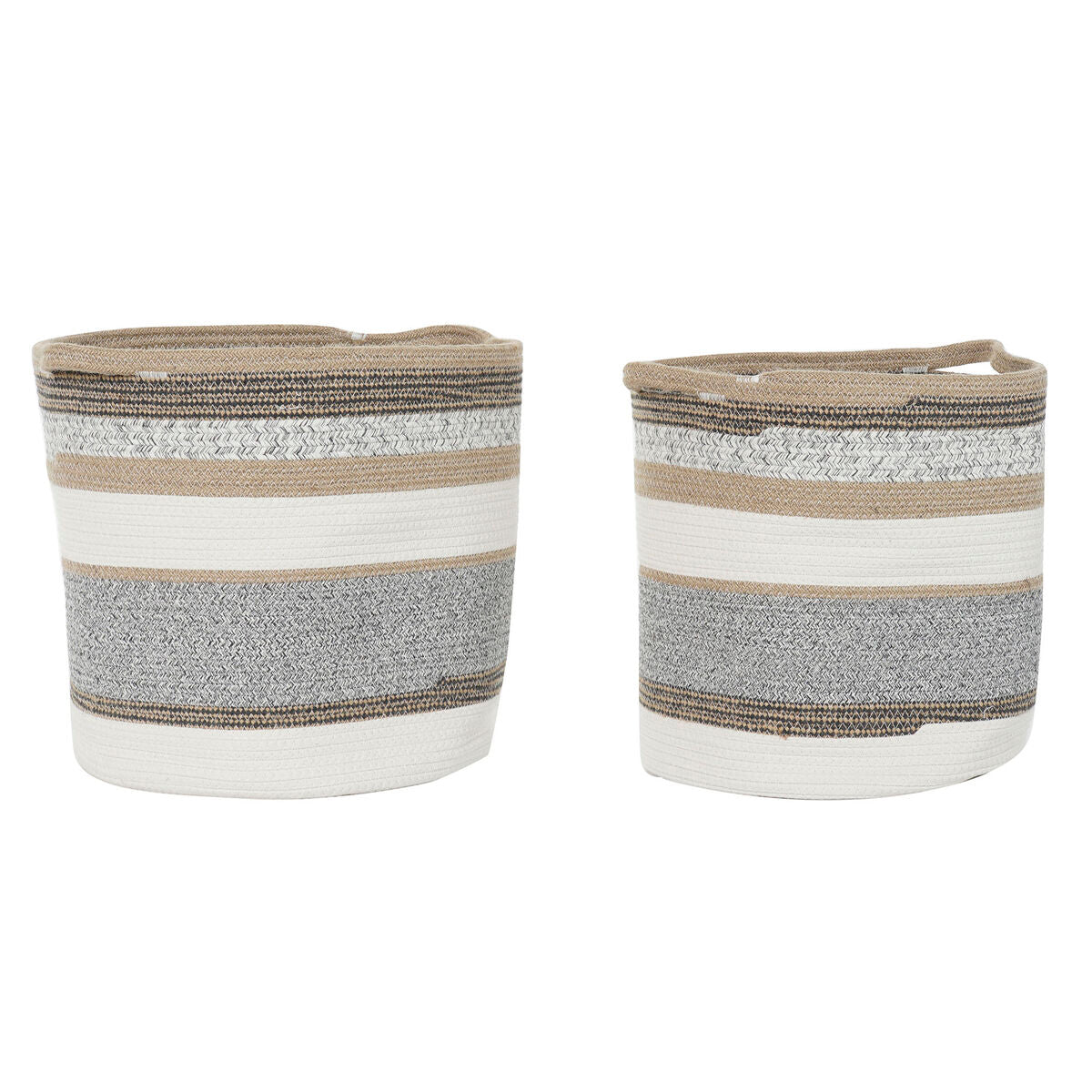 Set de basket DKD Home Decor Blanc Gris Naturel Jute (2 Pièces)
