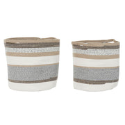 Set de basket DKD Home Decor Blanc Gris Naturel Jute (2 Pièces)