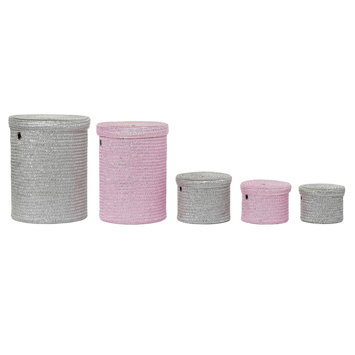 Panier Multi-usages DKD Home Decor Gris Rose polypropylène 42 x 42 x 52,5 cm 4 Kg