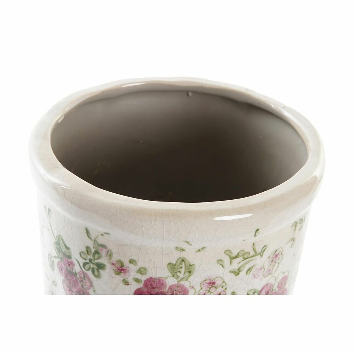 Vase DKD Home Decor Blanc Vert Bordeaux Grès Shabby Chic (14 x 14 x 25 cm)