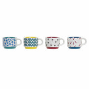 Ensemble de tasses à café DKD Home Decor Jaune Bleu Multicouleur Turquoise Bordeaux Métal Grès 150 ml